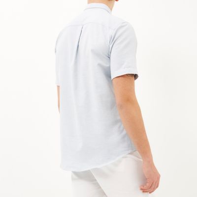 Blue marl plain short sleeve shirt